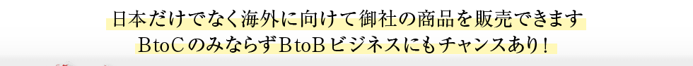 日本だけでなく海外に向けて御社の商品を販売できますBtoCのみならずBtoBビジネスにもチャンスあり!
